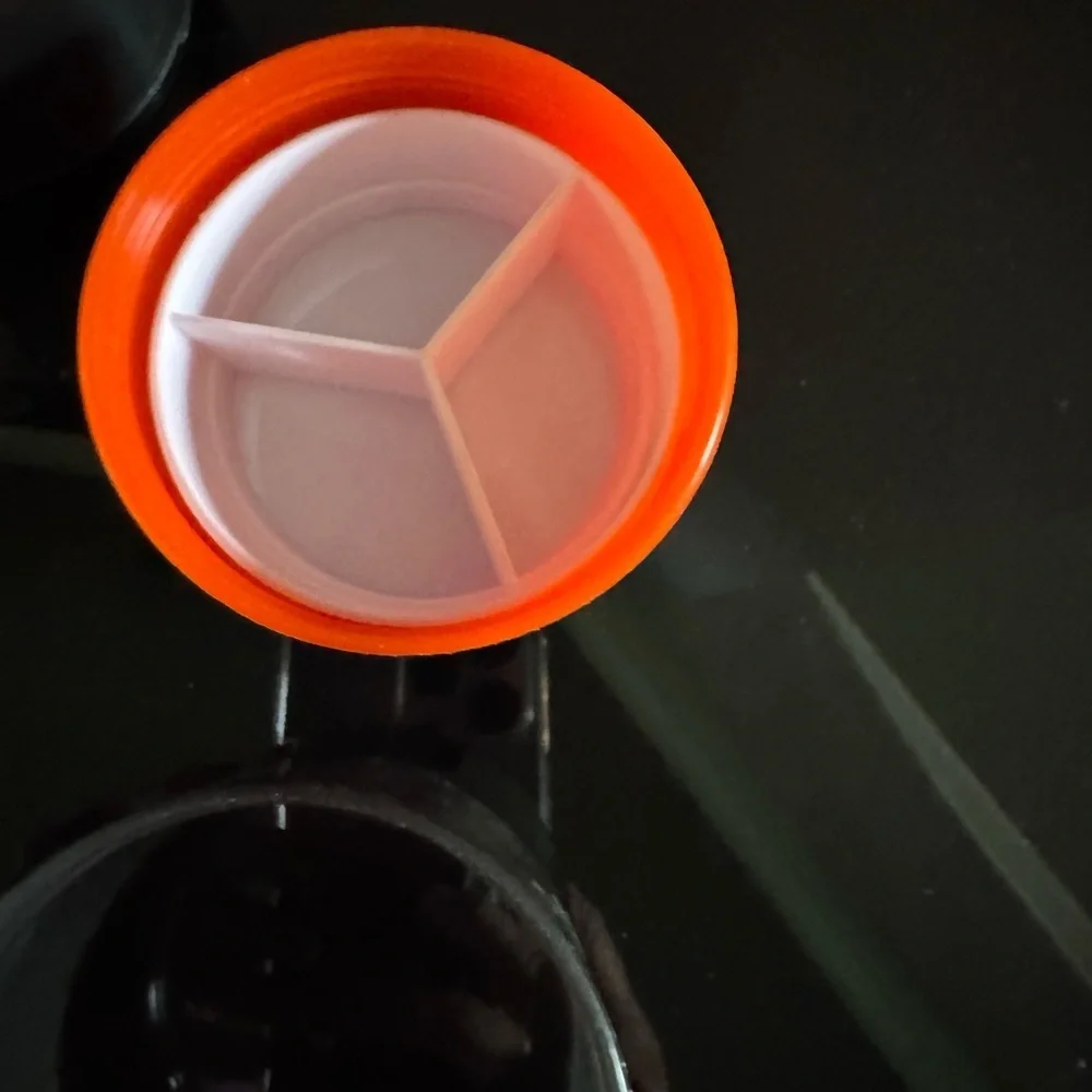 LiveGood Black Shaker Bottle with two compartments for supplements.